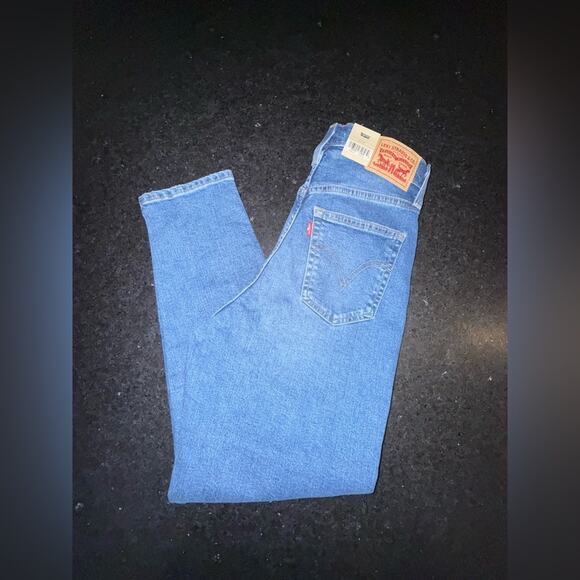 NEW LEVI’S HIGH WAISTED MOM DENIM BLUE JEANS TAPERED LEG SZ 27x27 - Picture 3 of 10